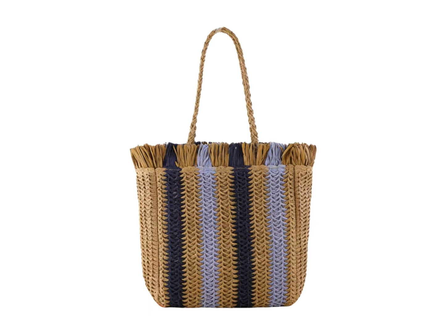 Geflochtene Strandtasche mit Fransigen Details Brehn
