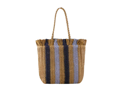 Geflochtene Strandtasche mit Fransigen Details Brehn