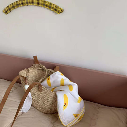 Kuschelige Baby-/Kinderdecke aus weicher Mikrofaser mit fröhlichem Bananen-Print