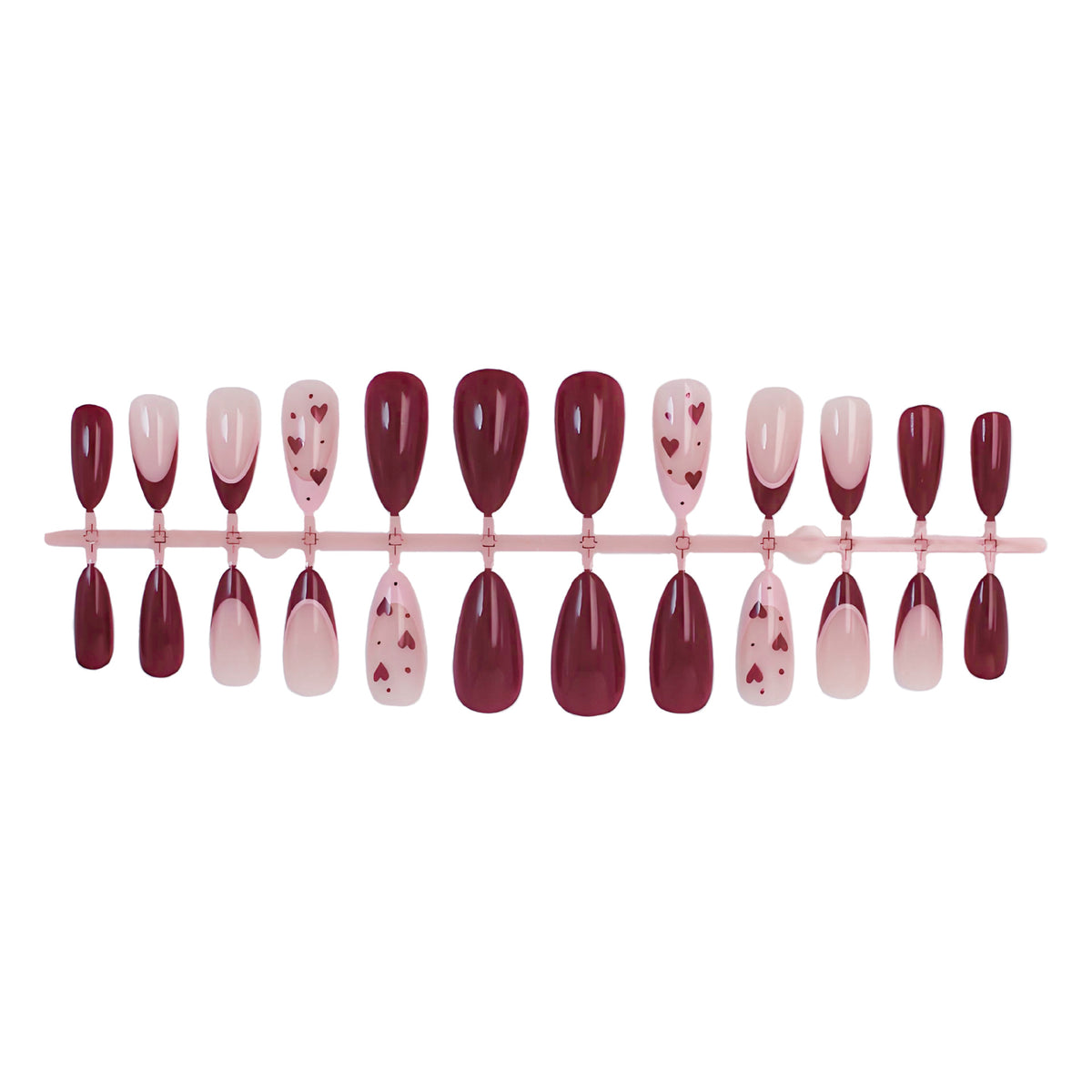 Kunstnagelset mit romantischen Herz-Designs und elegantem Glanz Brehn