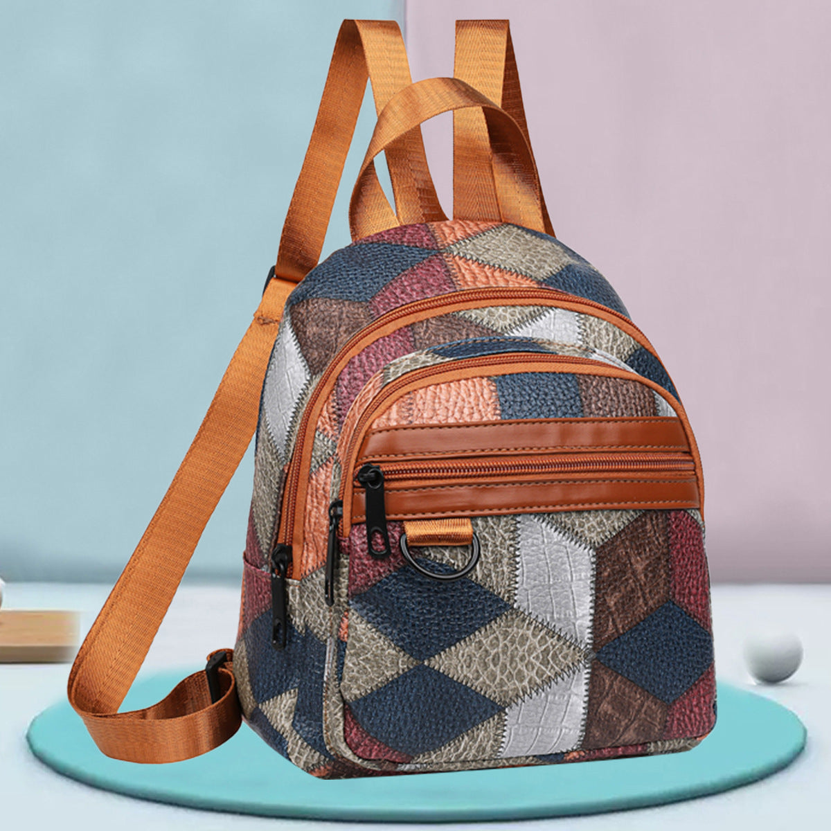 Stylische geometrisch gemusterte Mini-Rucksack für Frauen Brehn