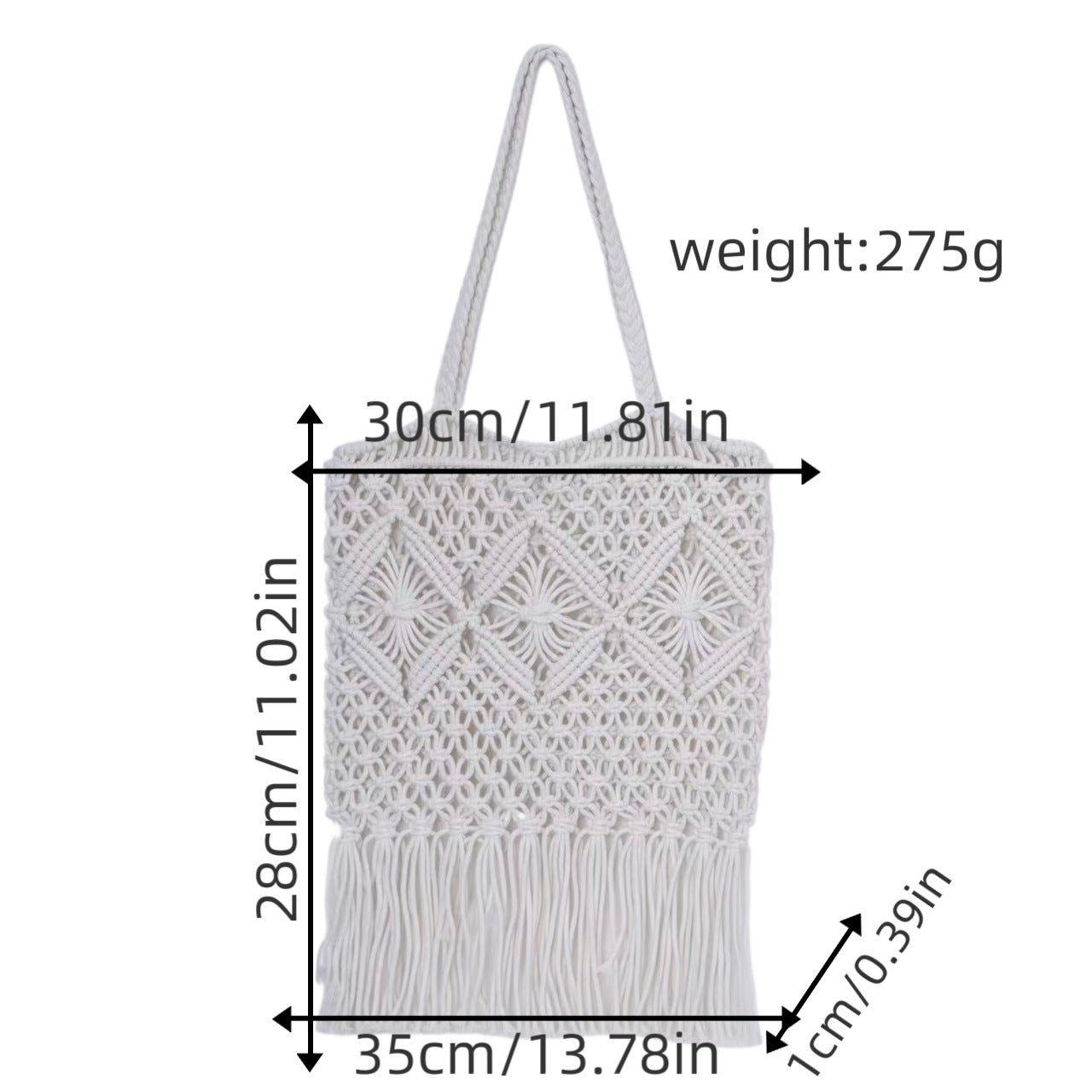 Makramee Schultertasche mit Fransigem Design Brehn