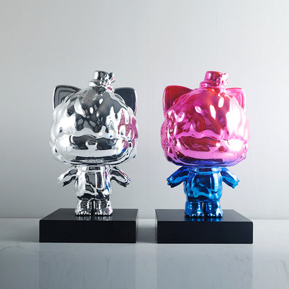 Dekorative Edelstahl Katzen Skulptur