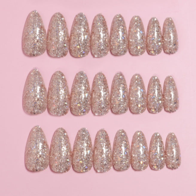 Glitzerndes mandelförmiges Press-On-Nagelset Brehn