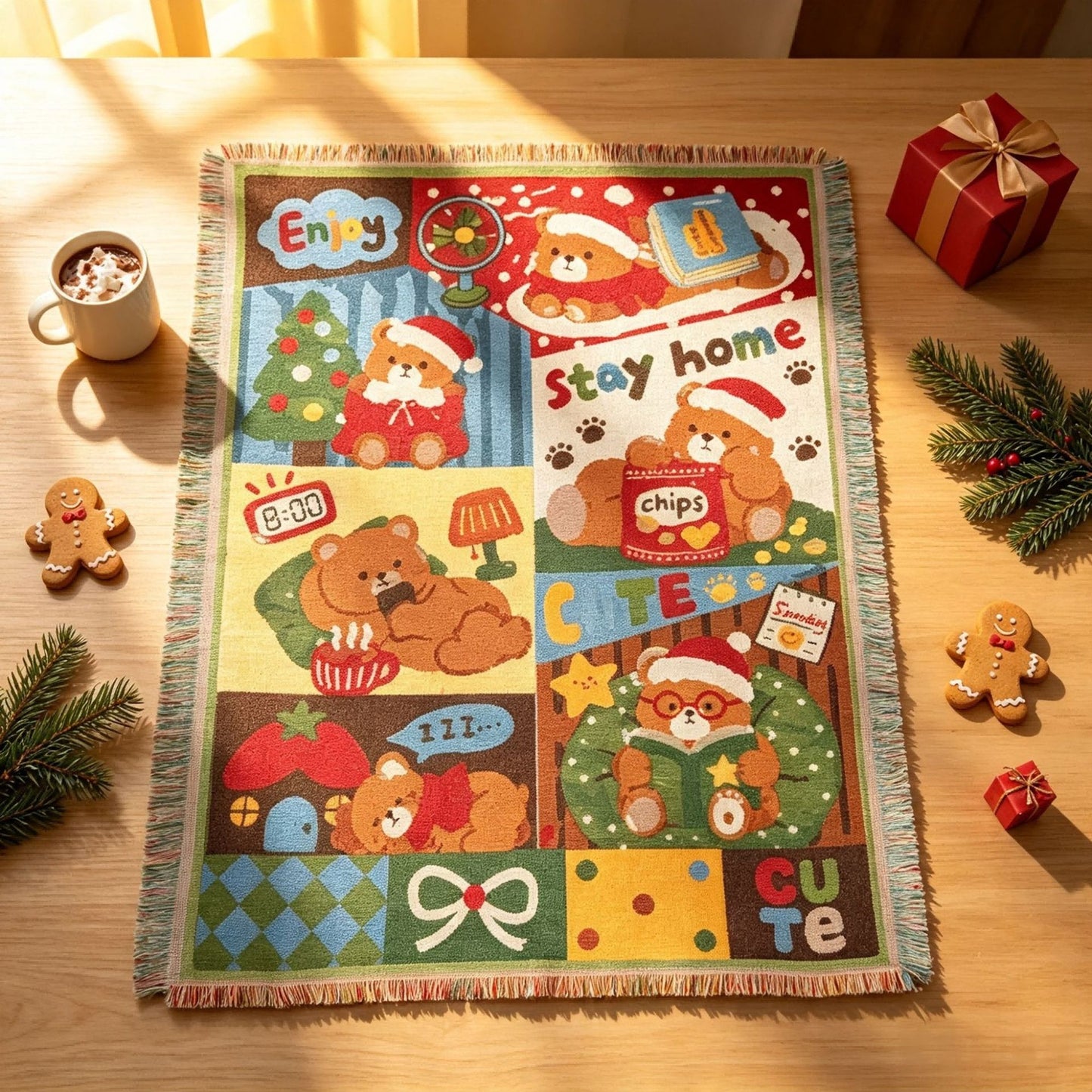 Gemütliche Cartoon-Themen Woven Throw-Decke