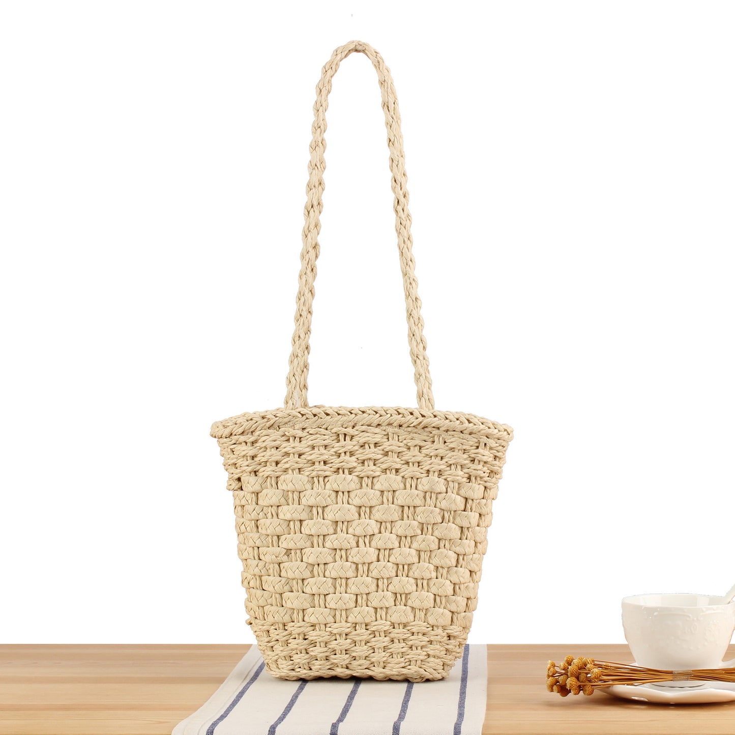 Handtasche Aus Handgefertigtem Naturgeflecht mit Robustem Tragegriff Brehn