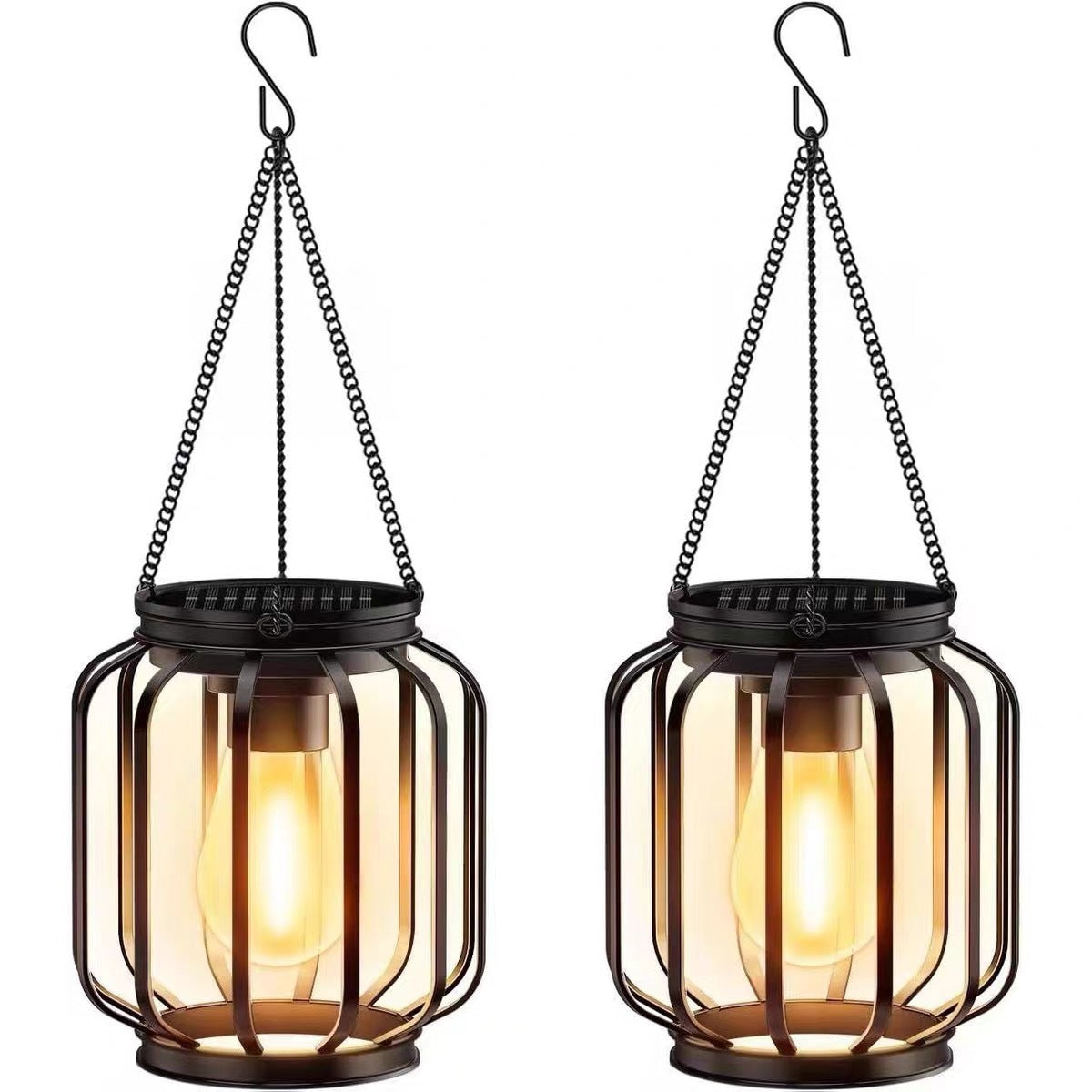 Vintage Hängende Metalllaterne Pendelleuchte mit Edison-Style Glühbirnenkäfig und verstellbarer Kette Brehn