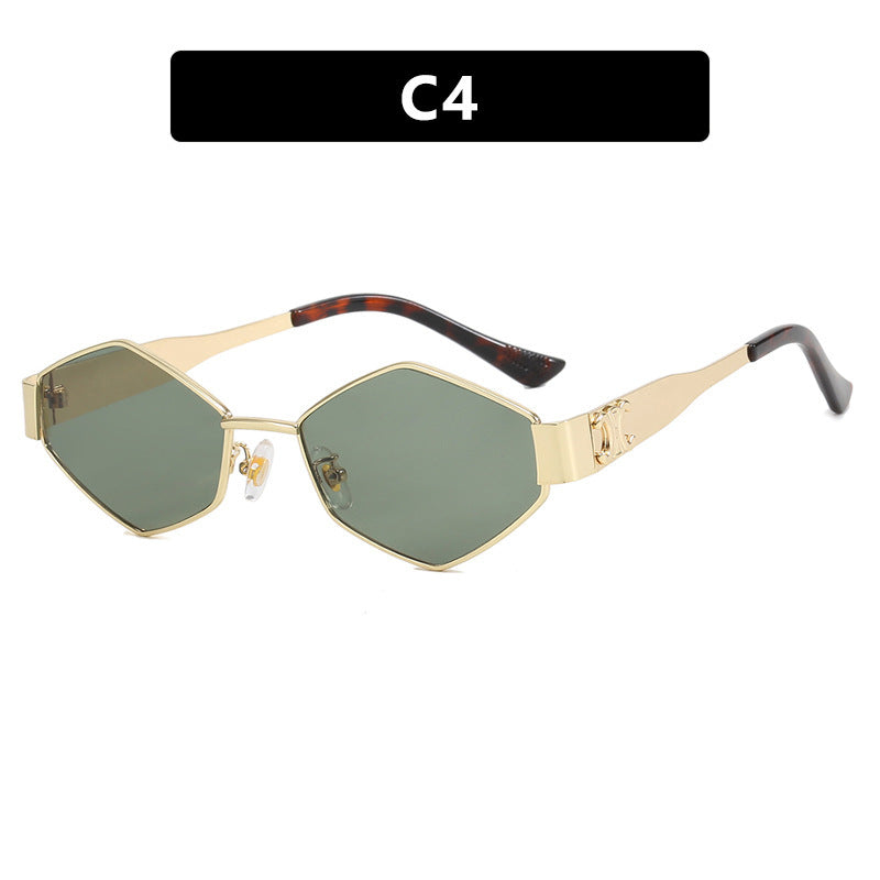 Damen hexagonale Designer-Sonnenbrille mit innovativem Metallrahmen Brehn