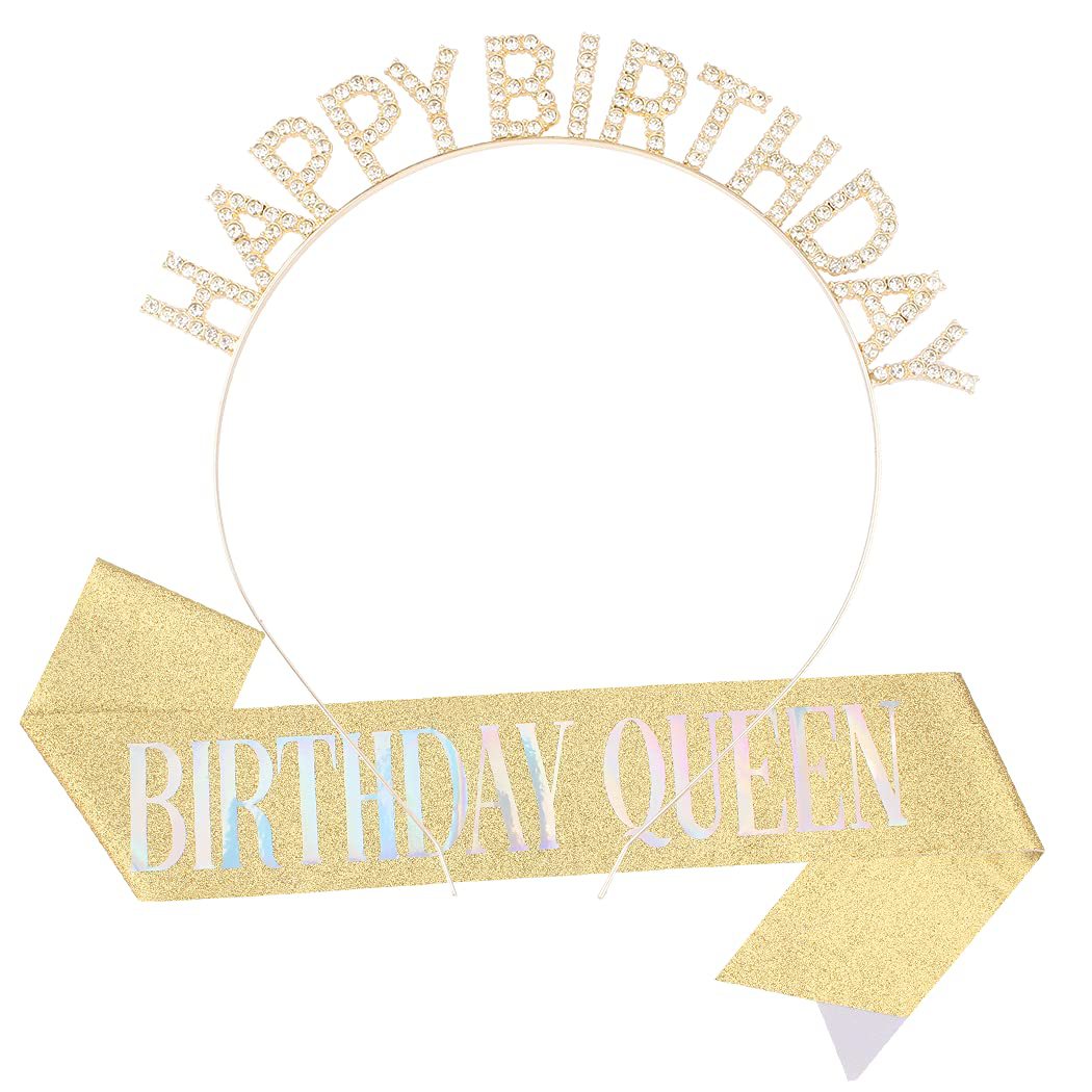 Damen Glitzernder Haarreif mit "Happy Birthday" Aufschrift Brehn