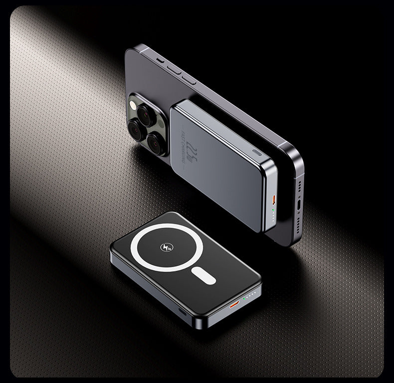 Tragbare Induktions-Powerbank mit Schlankem Design und LED-Anzeige Brehn
