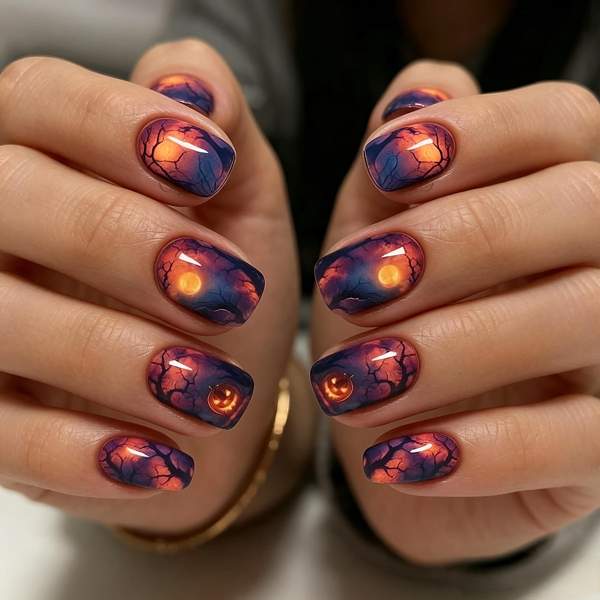 Kreative Kunstnägel mit Celestialem Mond- und Sternenmotiv Brehn