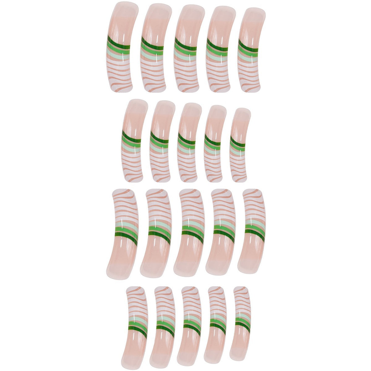 Künstlerisches Langes Press-on-Nagelset mit Einzigartigem Gestreiftem Design Brehn
