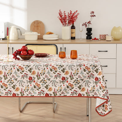 Beschichtete Tischdecke im Landhausstil mit botanischem Print und feinem Saum Brehn