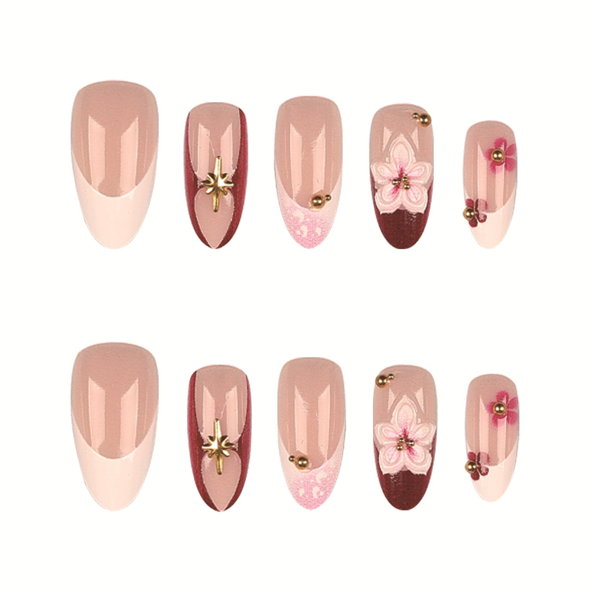 Künstlerisches florales Design Press-On-Nagelset