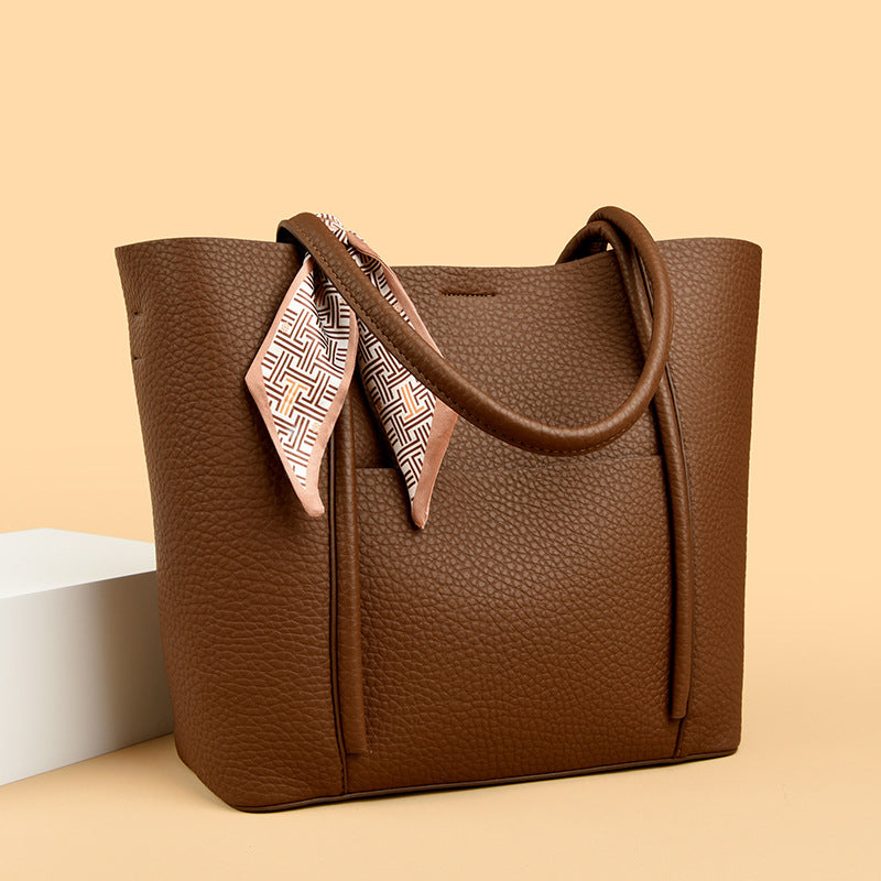 Texturierte Leder-Shopper-Tasche Brehn