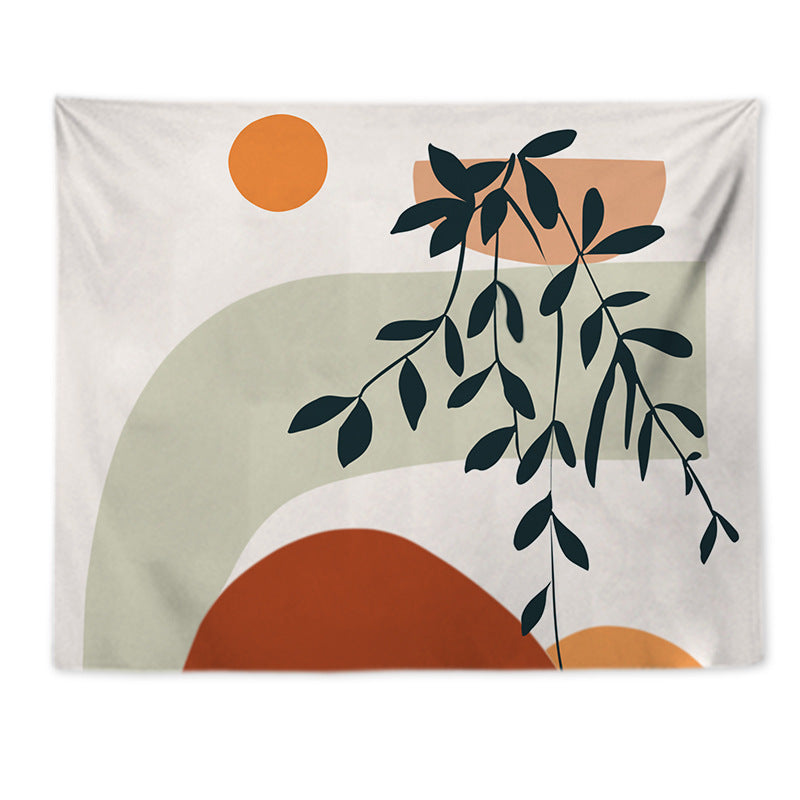 Wandteppich mit abstraktem botanischem Print und leichtem Polyesterstoff Brehn