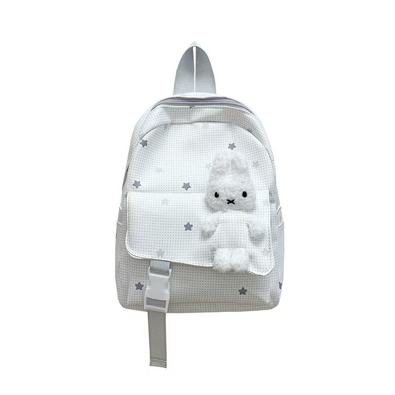 Rucksack mit Verspieltem Karomuster und Knuffigem Plüschanhänger Brehn