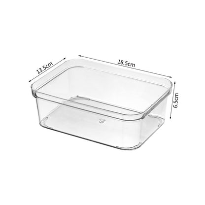 Transparente Aufbewahrungsbox für Kühlschrank und Schrank mit schmaler Frontöffnung und Anti-Rutsch-Noppen