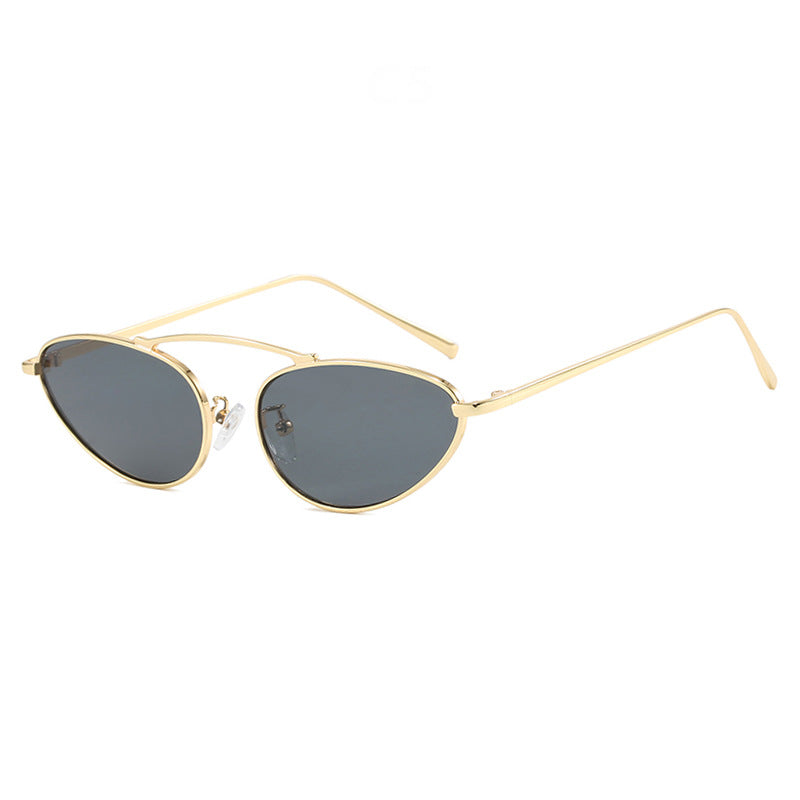Damen trendige Cat-Eye Sonnenbrille mit schmalem Metallrahmen Brehn