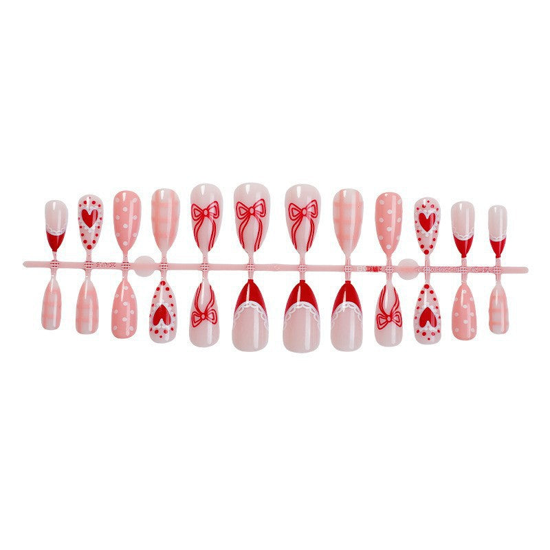 Kreatives Nagelkunst-Set mit romantischen Schleifen-, Herz- und Punkt-Designs Brehn