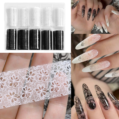 Elegantes Spitzen-Nagelkunst-Aufkleber-Set
