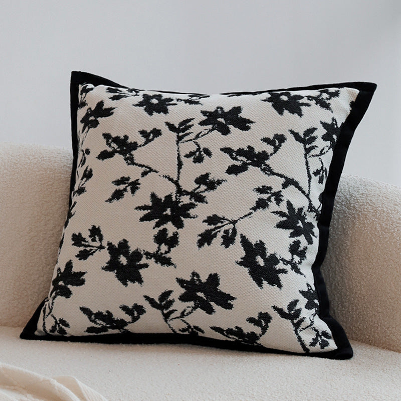 Dekorativer Jacquard-Kissenbezug mit Baum-Motiv und Samt-Paspel Brehn