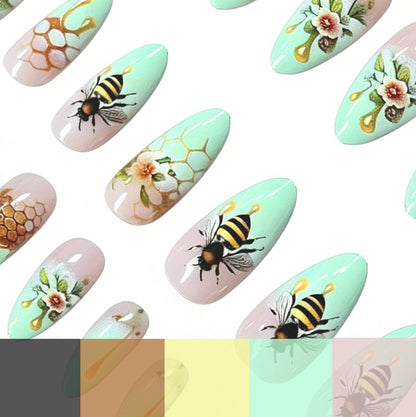 Honigwaben Floral Acryl Nagelkunst Brehn
