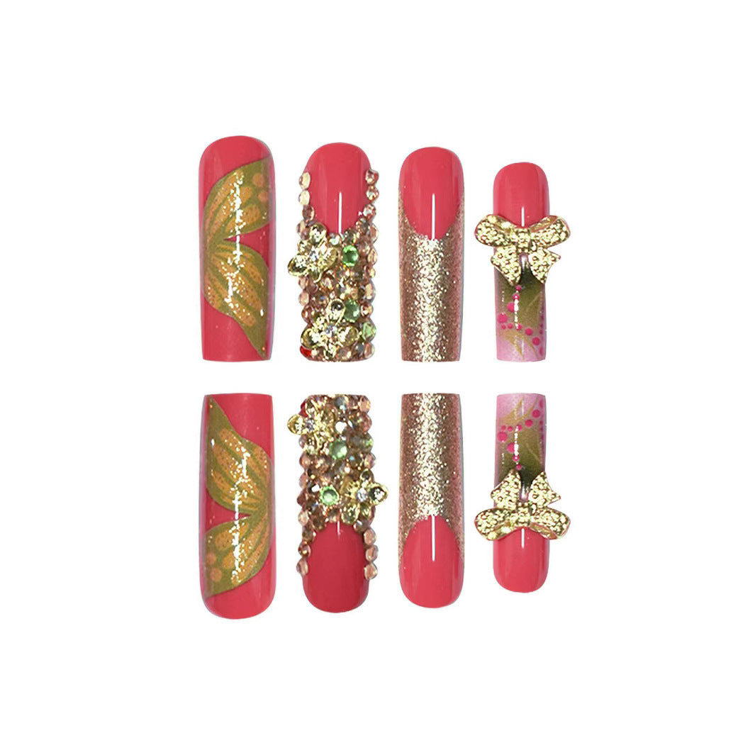 Künstlerisches florales Press-On-Nagelset Brehn