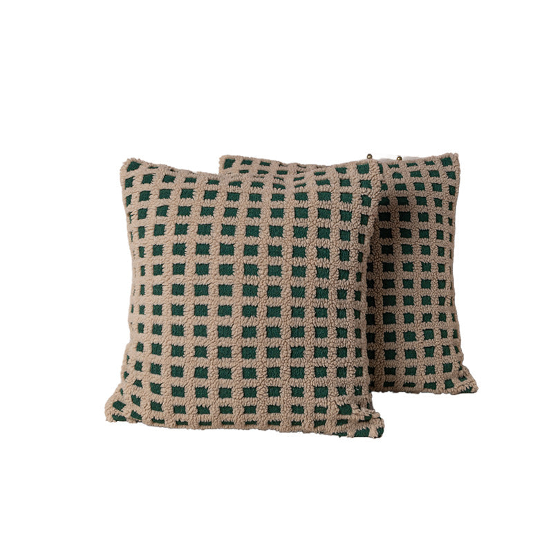 Urlaubs-Tufted-Chenille-Quadrat-Wurfkissen mit erhöhtem Baum-Motiv und verstecktem Reißverschluss