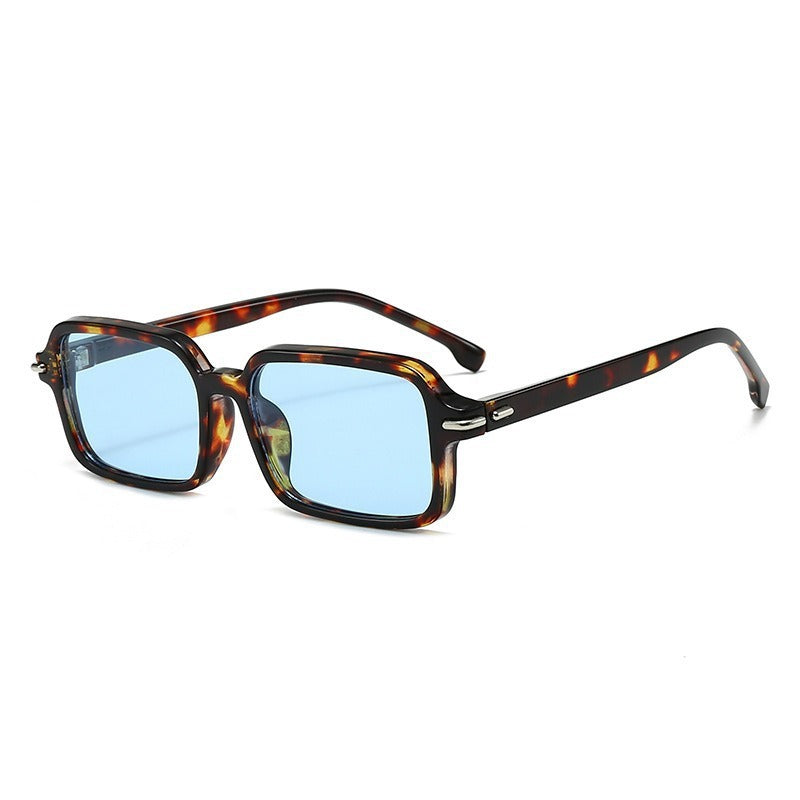 Damen modische quadratische Sonnenbrille mit stilvollem Kunststoffrahmen und blauen Gläsern Brehn