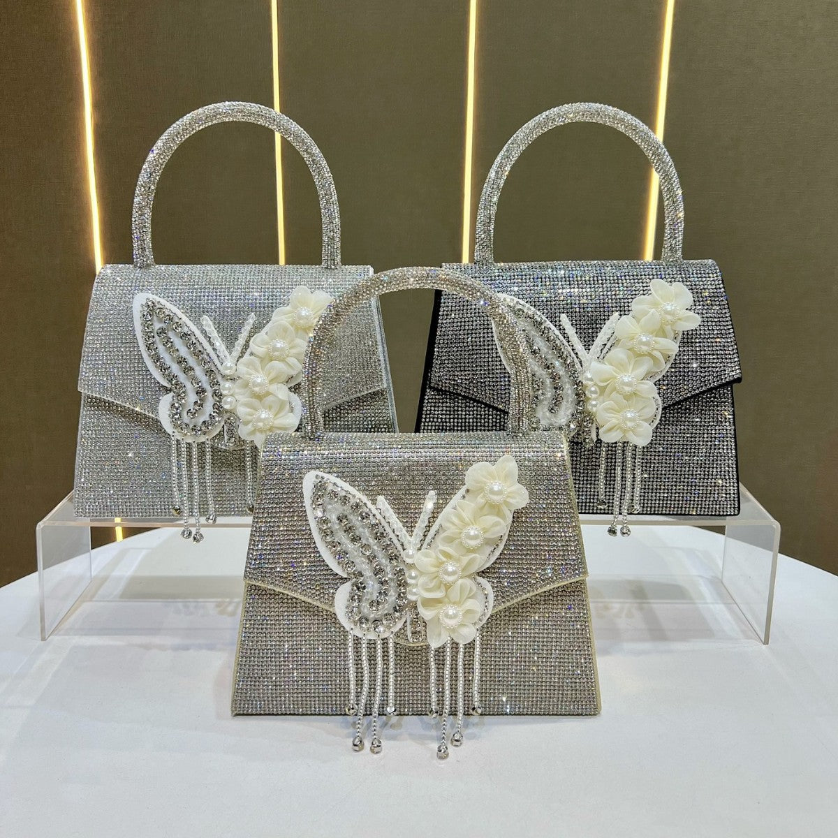 Dekorative Schmetterling Strass Clutch