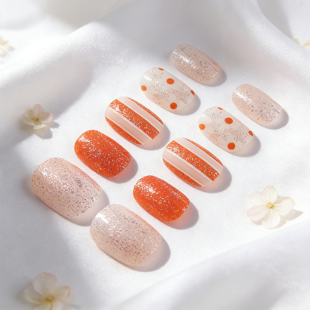 Künstlerisches Glitter Press-On Nagelset Brehn