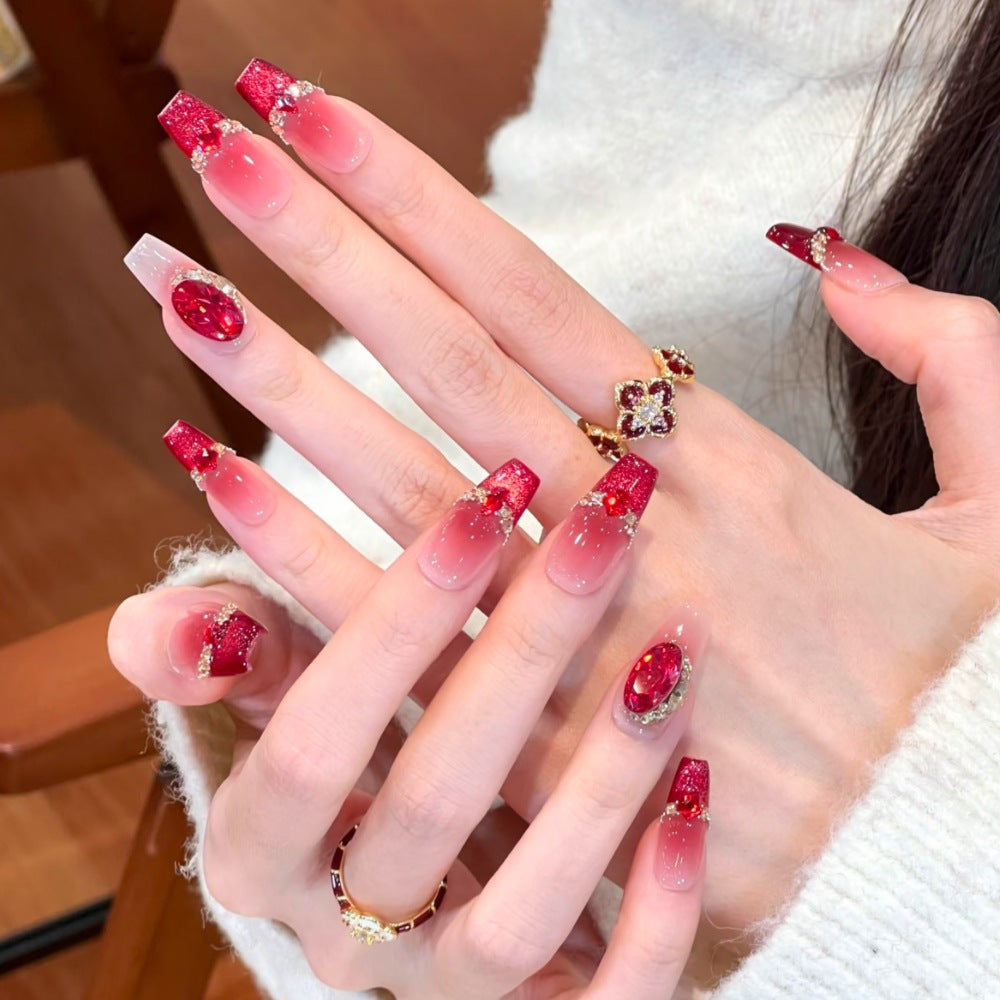 Glamouröses Press-On-Nagelkunstset mit Strass-Akzenten Brehn