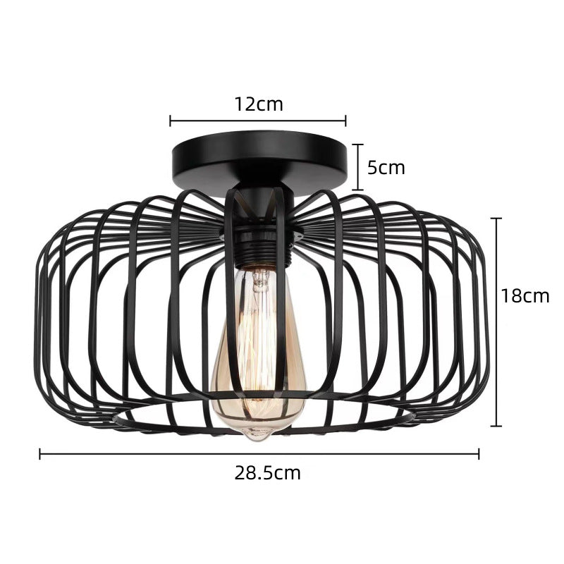 Brehn | Moderne Industrielle Vogelkäfig Deckenlampe Schwarz