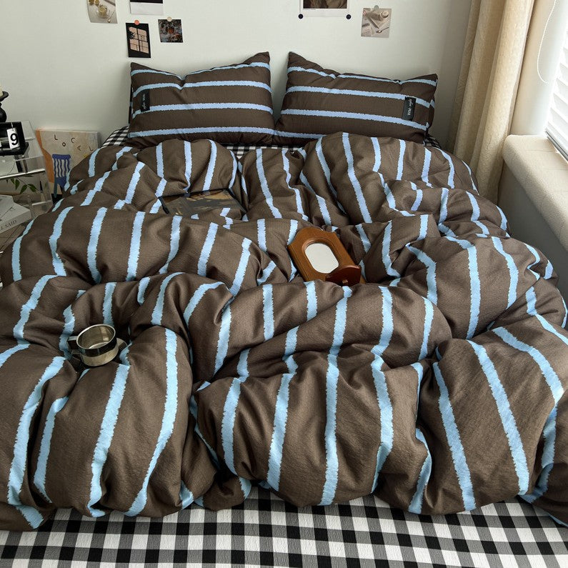 Premium Plaid Baumwoll Bettwäsche Set