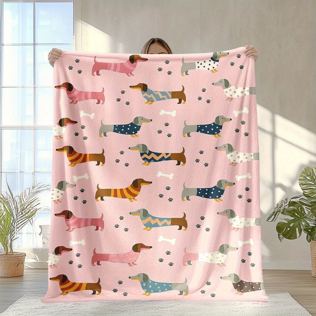 Weiche Cartoon-Dackel-Themen-Fleece-Decke