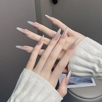 Elegante Lange Press-On Nägel Set mit Künstlerischen Spitzen Brehn