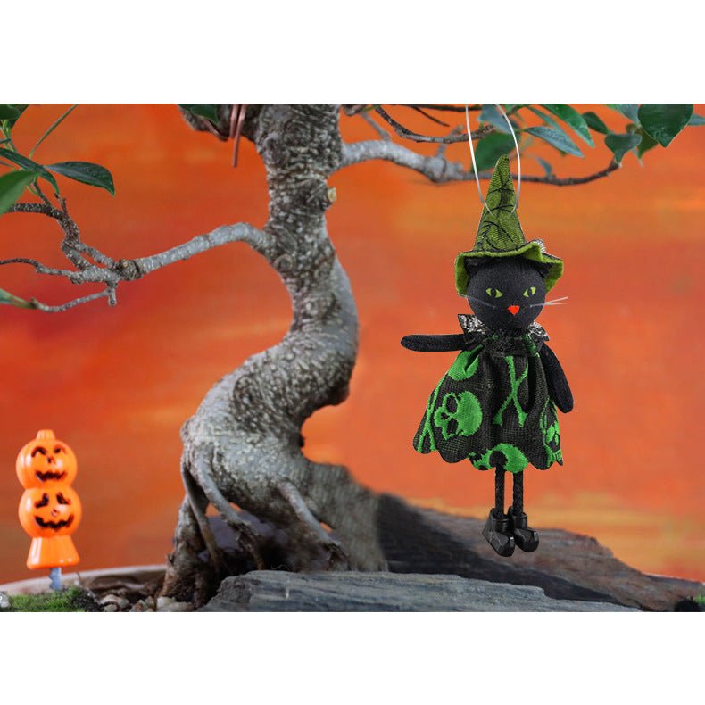 Dekorative Halloween Katze mit Hexenhut