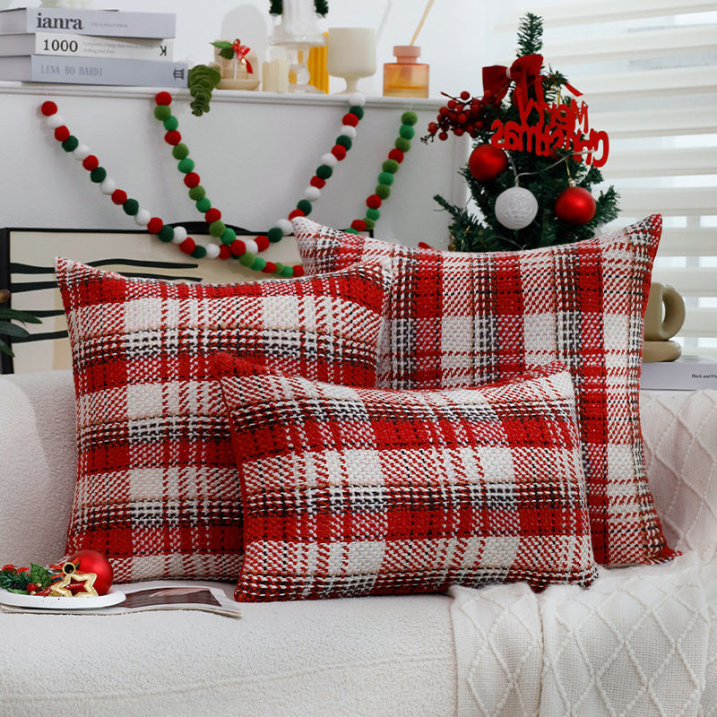 Quadratischer kariert gewebter Kissenbezug im Tweed‑Look für Sofa & Festliche Deko Brehn