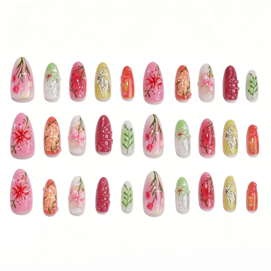 Künstlerisches Floral Design Nagelset Brehn