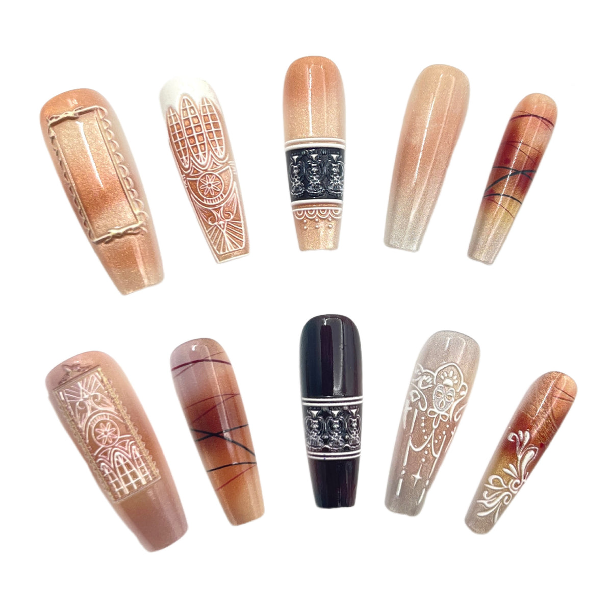 Dekoratives Druck-Nagelkunst-Set mit eleganten Mustern