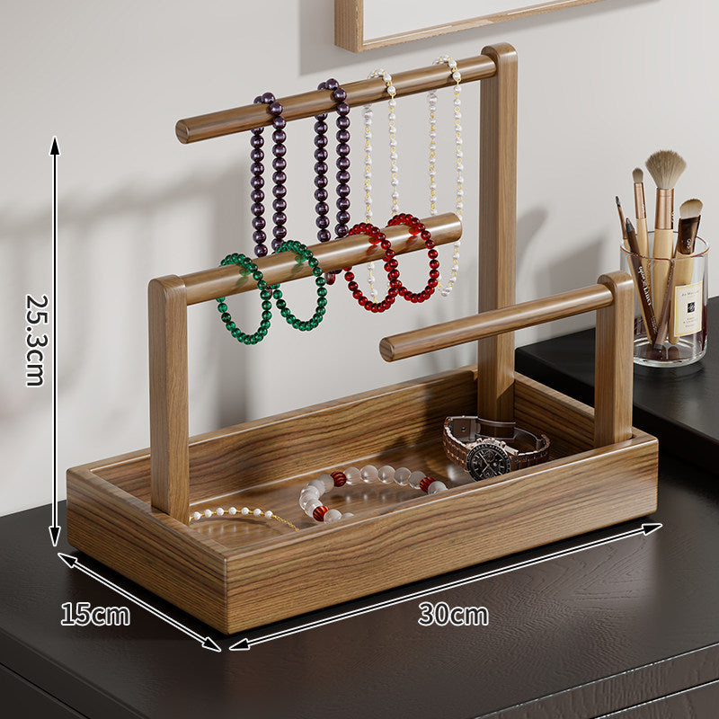 Holz Schmuck Organizer mit zwei Ebenen und Aufhängebügeln