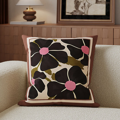 Decorative Cotton-Linen Horse-Illustration Square Throw Pillow Cover with Hidden Zipper