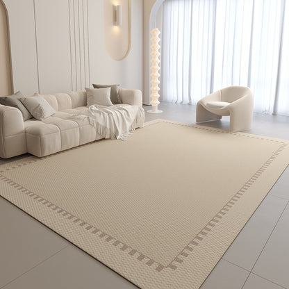 Modern Geometric Low-Pile Area Rug with Textured Stripe & Arc Pattern