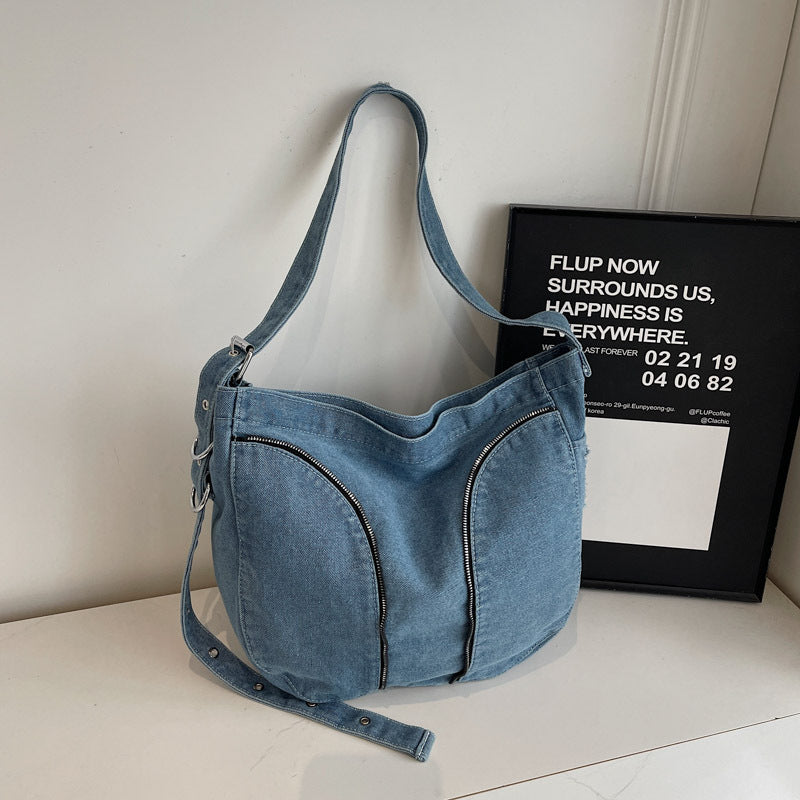 Modische Denim Schultertasche Brehn