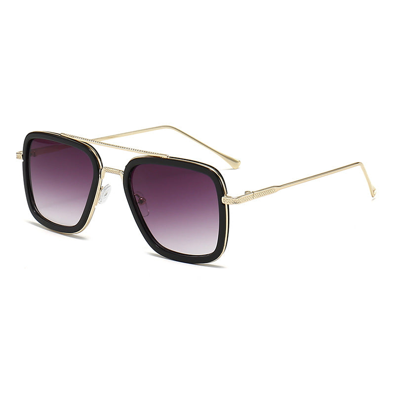 Damen modische quadratische Sonnenbrille mit glamourösem Metallrahmen Brehn