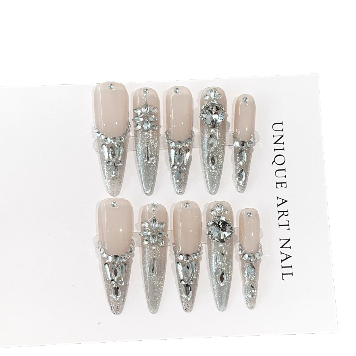 Glamourös mit Strass verziertes Press-On-Nägel-Set