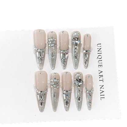 Glamourös mit Strass verziertes Press-On-Nägel-Set