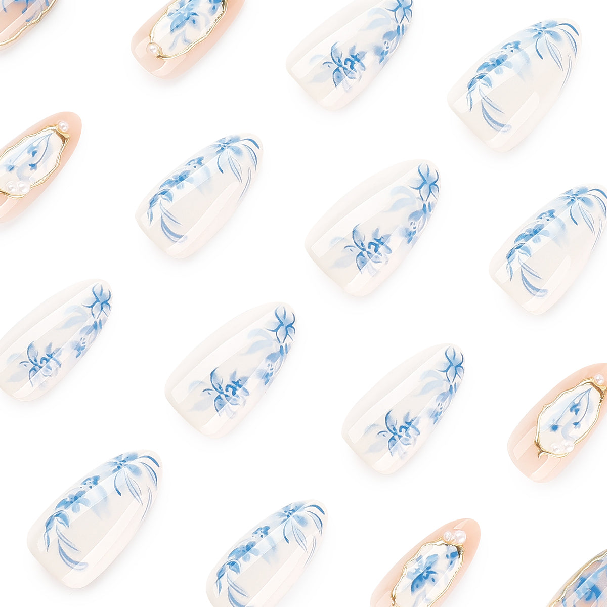 Elegante Künstliche Nagelgestaltung mit floralem Design Brehn