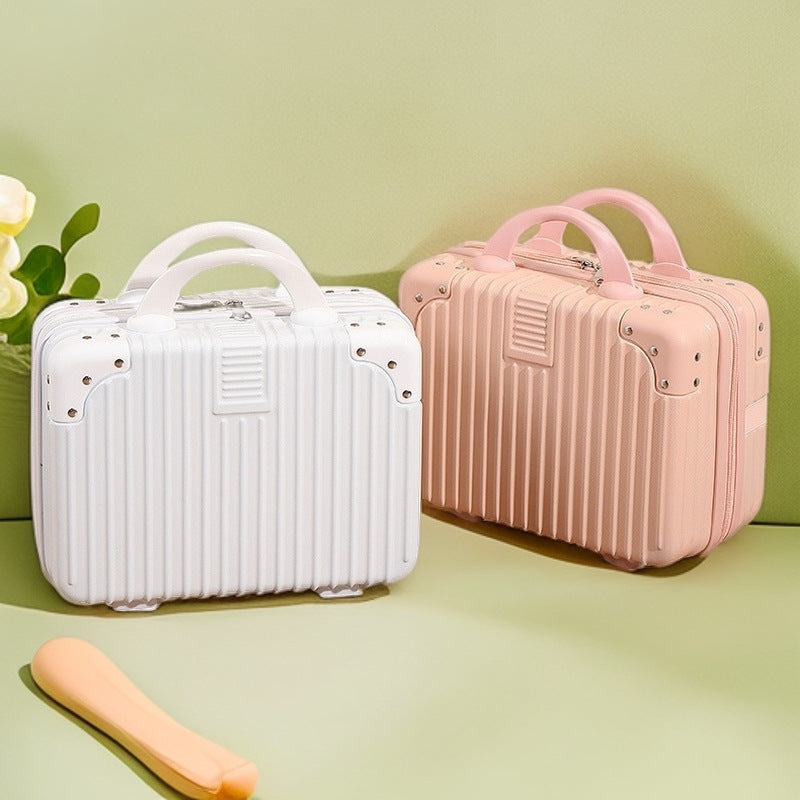 strukturierte Hartschalen-Reise-Beauty-Box mit Kunstleder-Eckverstärkungen und doppelten Obergriffen Brehn